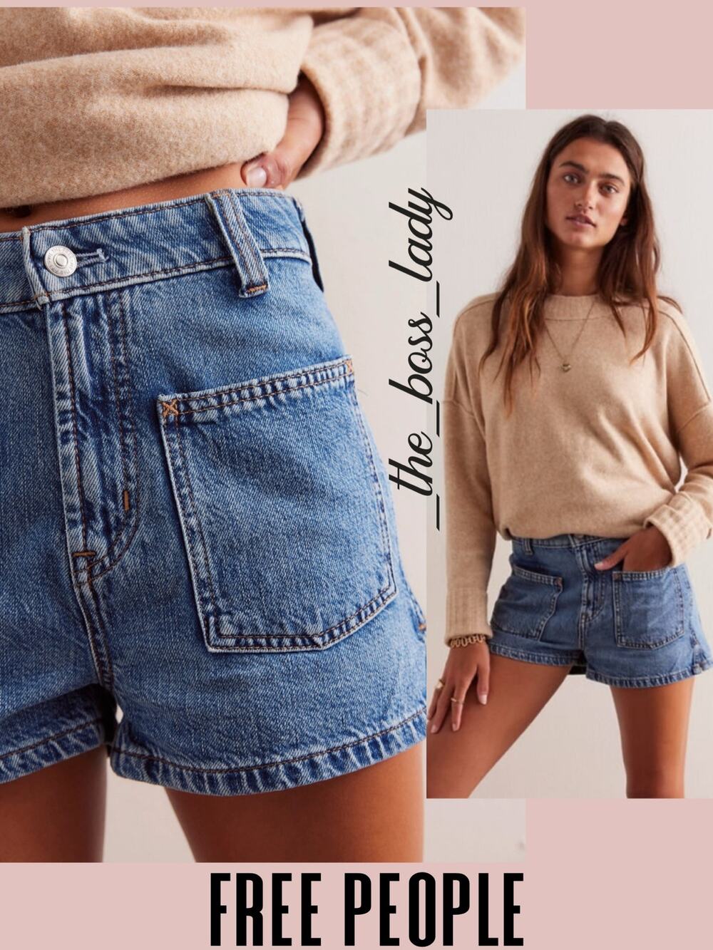 Free People denim shorts boho festival black high rise summer cotton 31